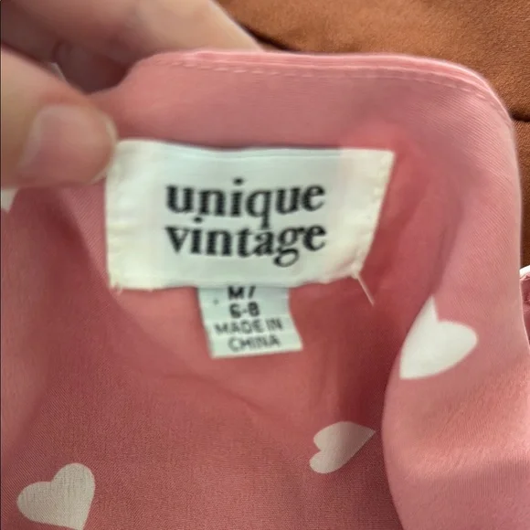💕Unique vintage Pink Heart Print summer swing Dress m - Picture 8 of 9